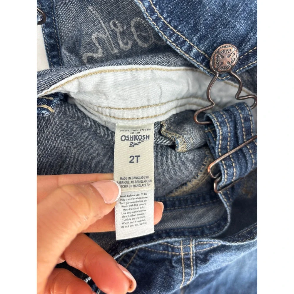 OshKosh B’gosh‎ Denim Overalls 2T Blue Vestbak Logo Classic Workwear Toddler